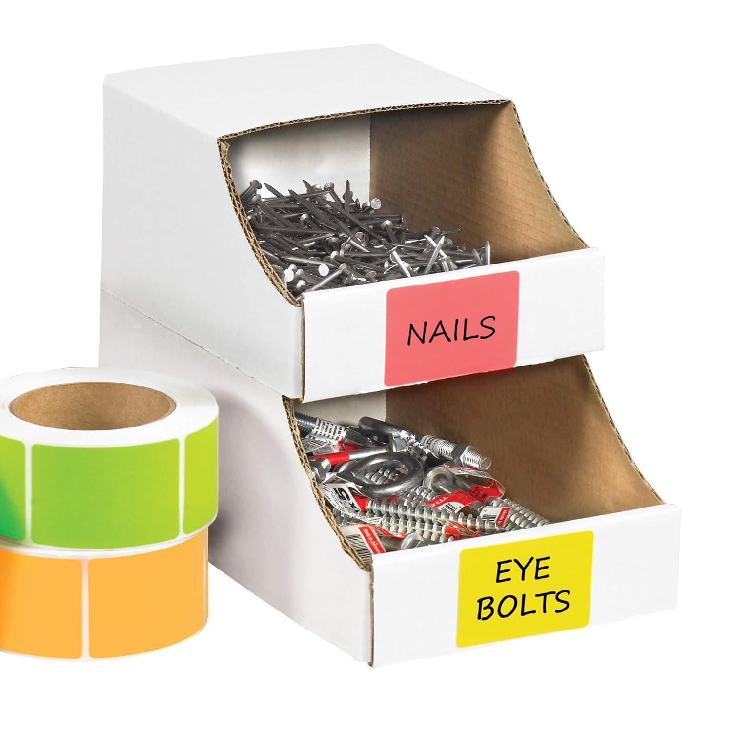 Box Partners Stackable Bin Boxes 6" x 12" x 4 1/2" White 50/Bundle BINB612