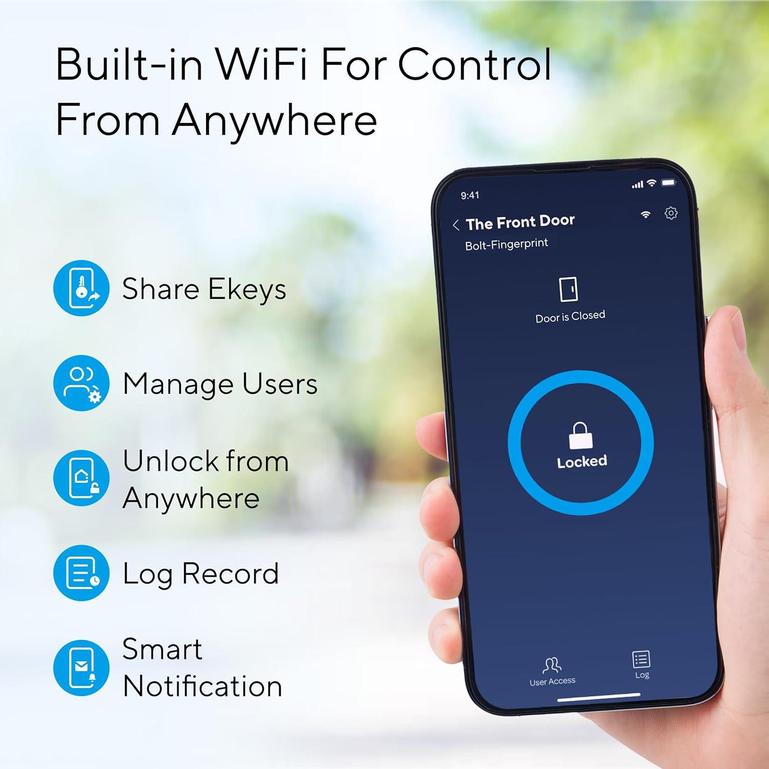 ULTRALOQ Black Fingerprint Smart Lock with Built-in WiFi