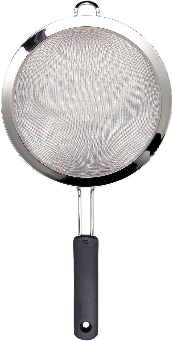 8-Inch Stainless Steel Fine Mesh Strainer with Black Handle