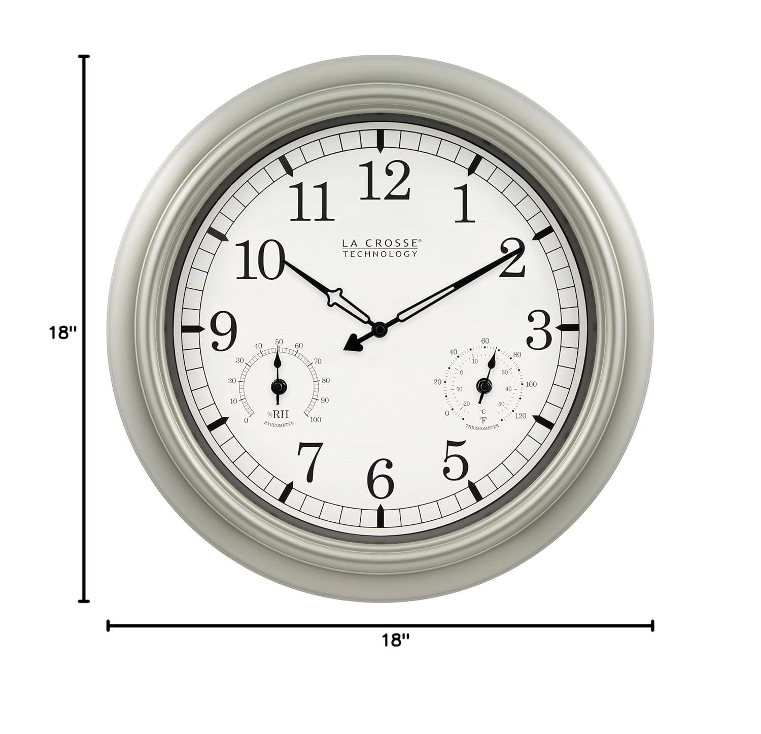JIAHAO WT-3181PL-Q Quartz Indoor/Outdoor Wall Clock, 18"