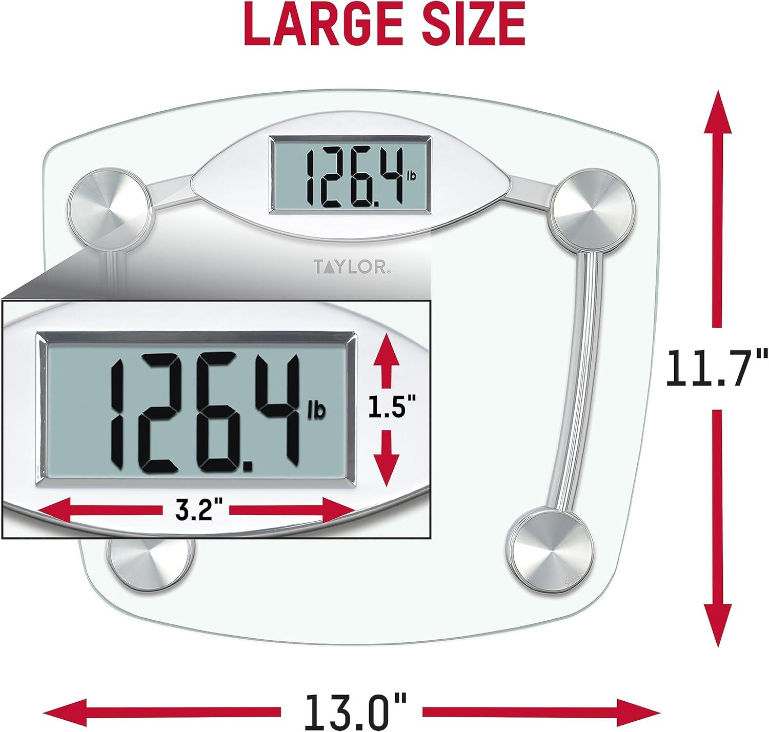 Taylor 400 lb Clear Glass and Chrome Digital Bathroom Scale