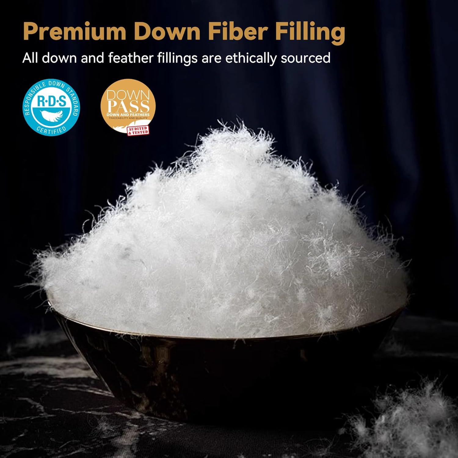 White Goose Feathers Down Fiber Comforter Queen Size, Premium All Season Duvet Insert, 750 Fill 1200TC Power Hotel Style Bedding Comforter, 42 Oz Lightweight and Medium Warmth (90x90,White)