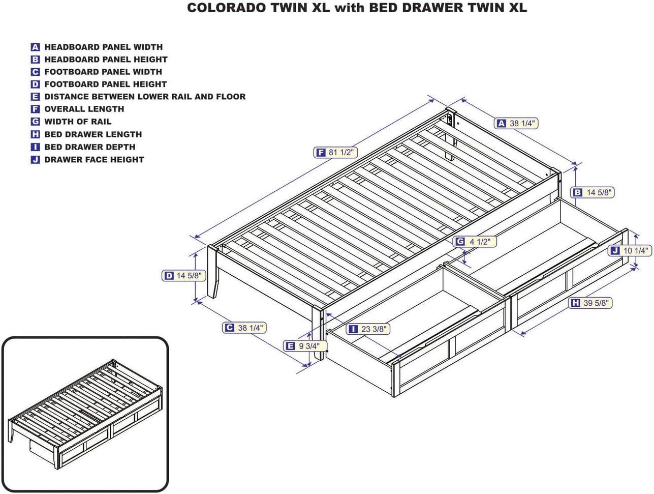 Twin XL Colorado Bed with 2 Drawers Espresso - AFI