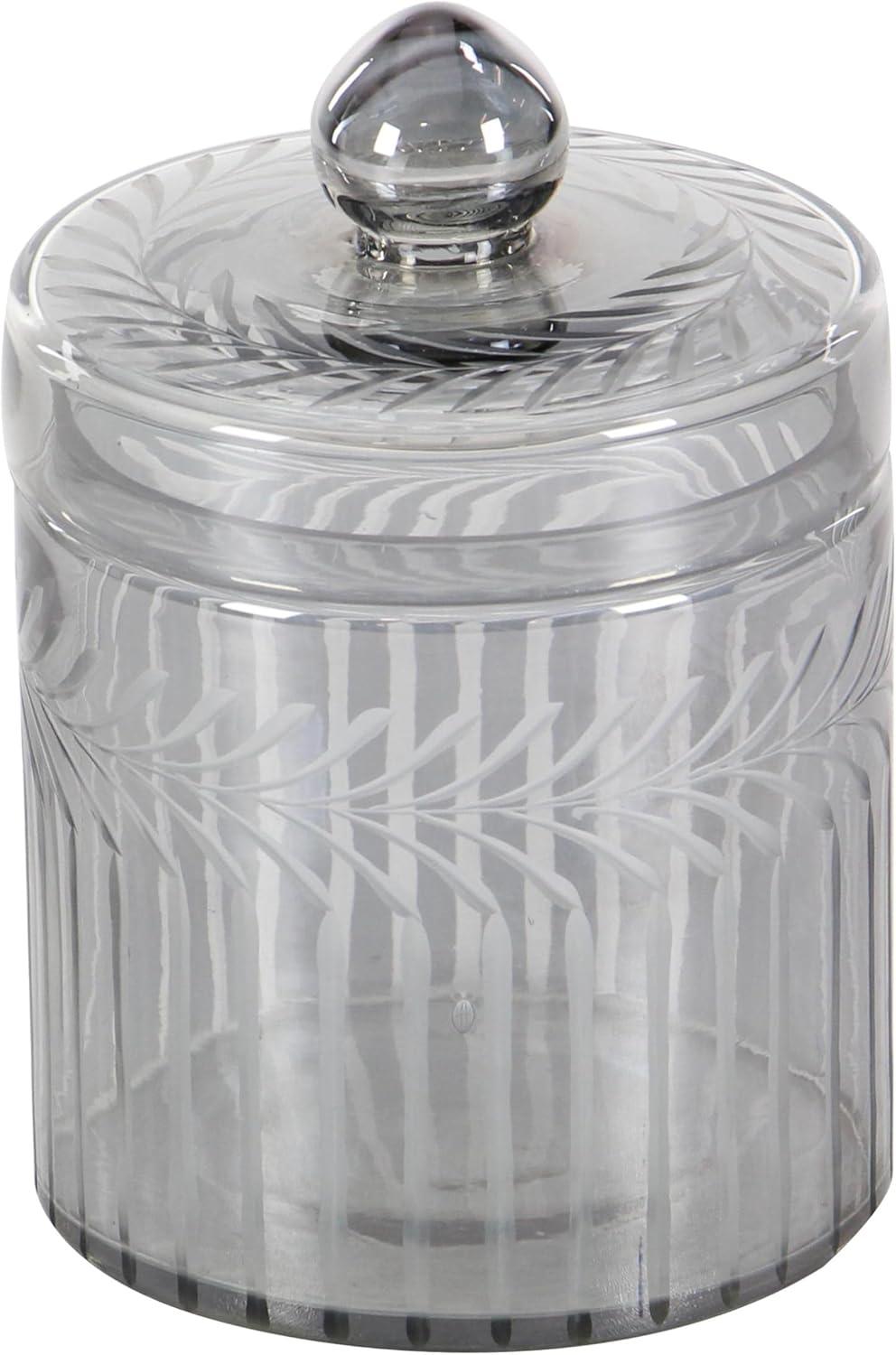DecMode 7", 10"H Gray Glass Handmade Decorative Jars, 2-Pieces