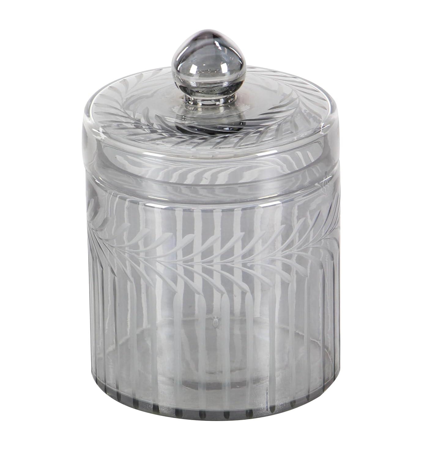 DecMode 7", 10"H Gray Glass Handmade Decorative Jars, 2-Pieces