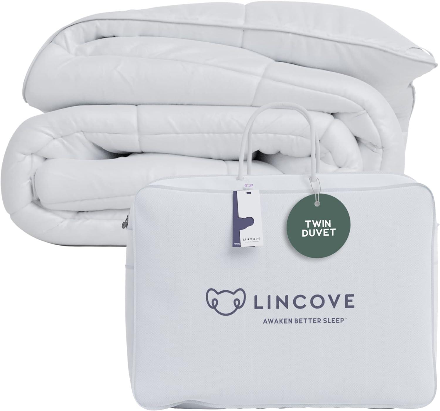 Lincove Down Comforter - Duvet, 600 Thread Count, 100% Cotton Sateen, Corner Loops