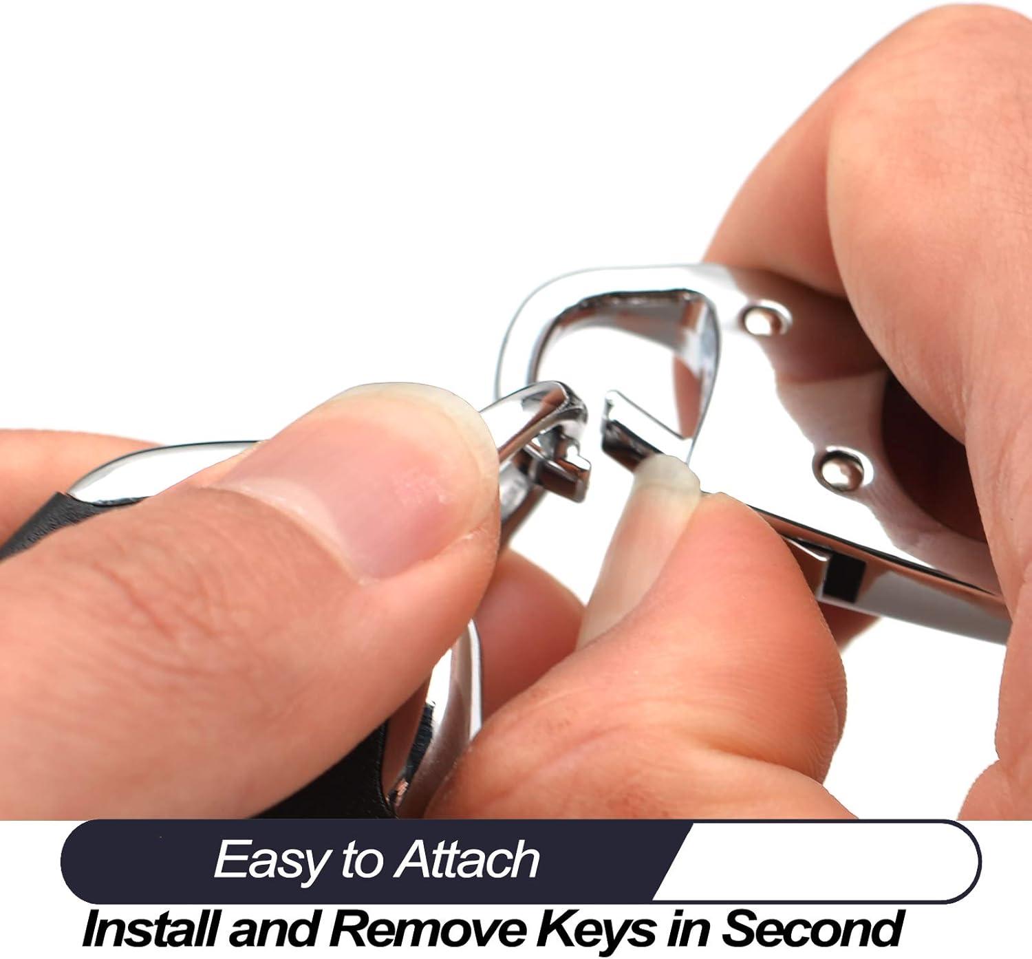 MECHCOS Metal Keychain Car Fob Key Chain Holder Clip with Detachable Valet Key Ring & Anti-Lost D-Ring for Men and Women