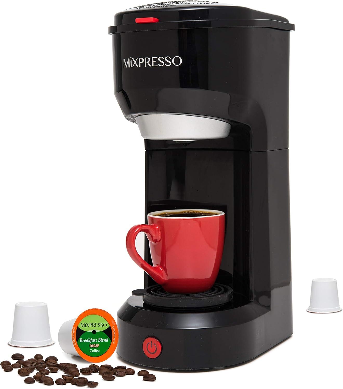 Mixpresso Black Compact 2-in-1 Single Serve Coffee Maker