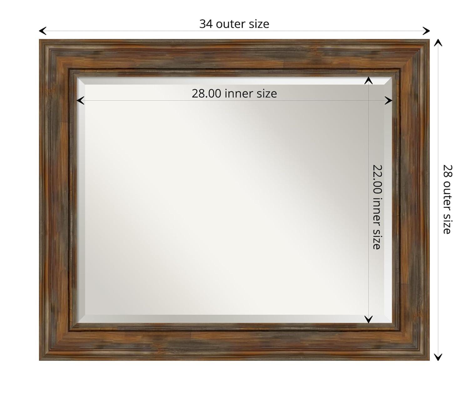 Amanti Art Beveled Wood Bathroom Wall Mirror - Portico Espresso Frame Outer Size: 34 x 28 in