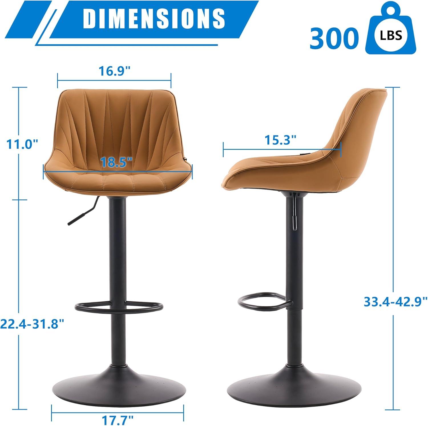 walsunny Swivel Upholstered Adjustable Height Counter Stool with Metal Frame (Set of 2)