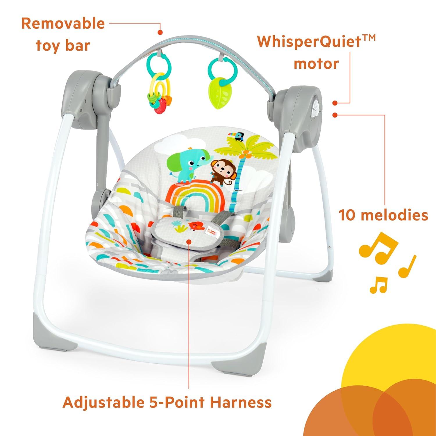 Bright Starts Playful Paradise Portable Compact Baby Swing - Unisex - Green