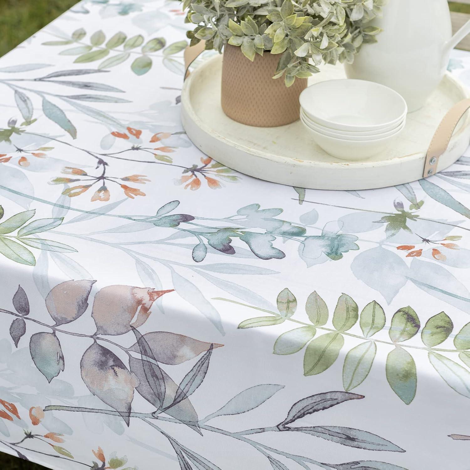Benson Mills Spillproof Spring/Summer Durable Heavyweight Fabric Indoor Outdoor Tablecloth, Washable Table Cloth for Rectangle Tables, Picnic/Patio Table Covers (60" x 104" Rectangular, Botanica)