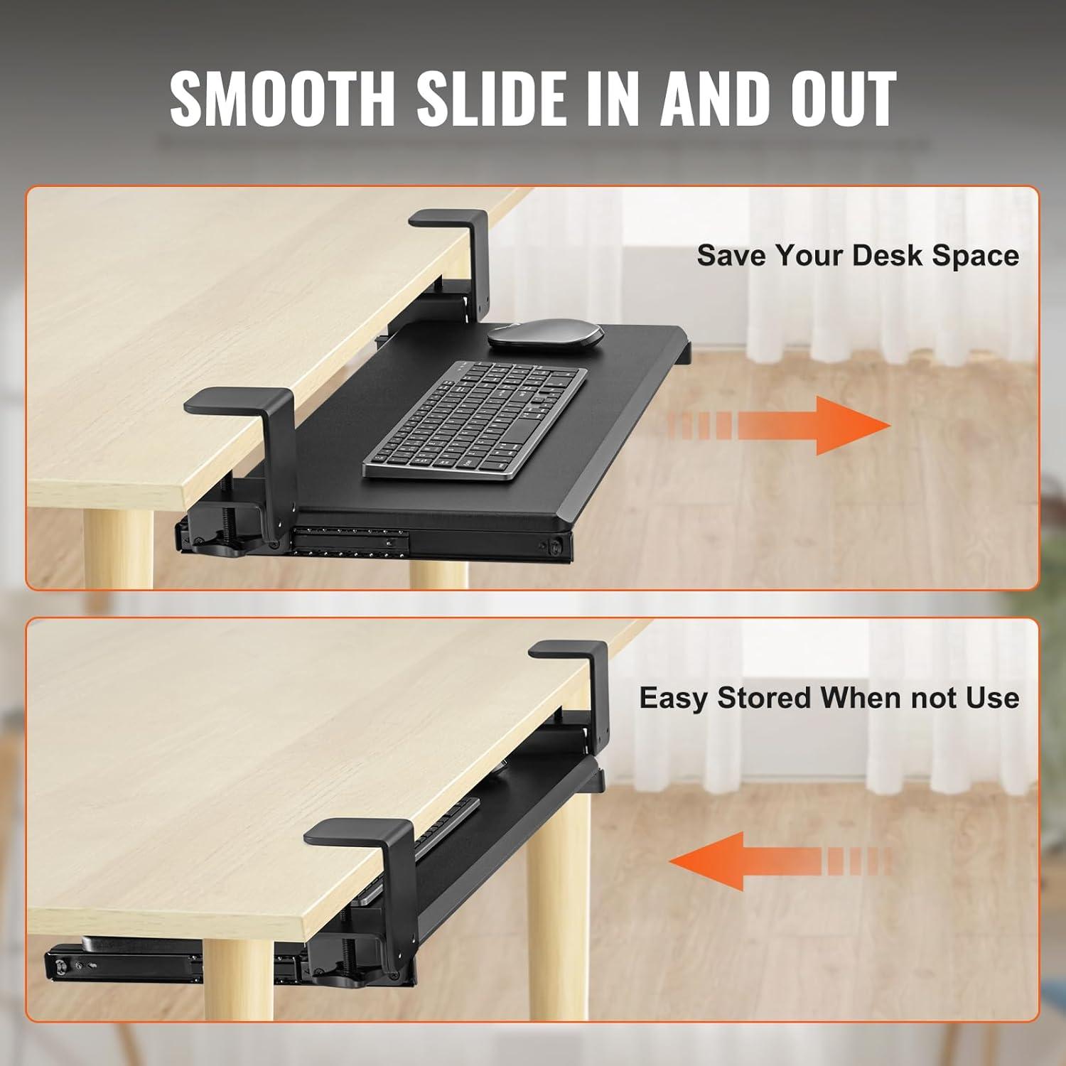 Large Black MDF and Steel Under Desk Keyboard Tray