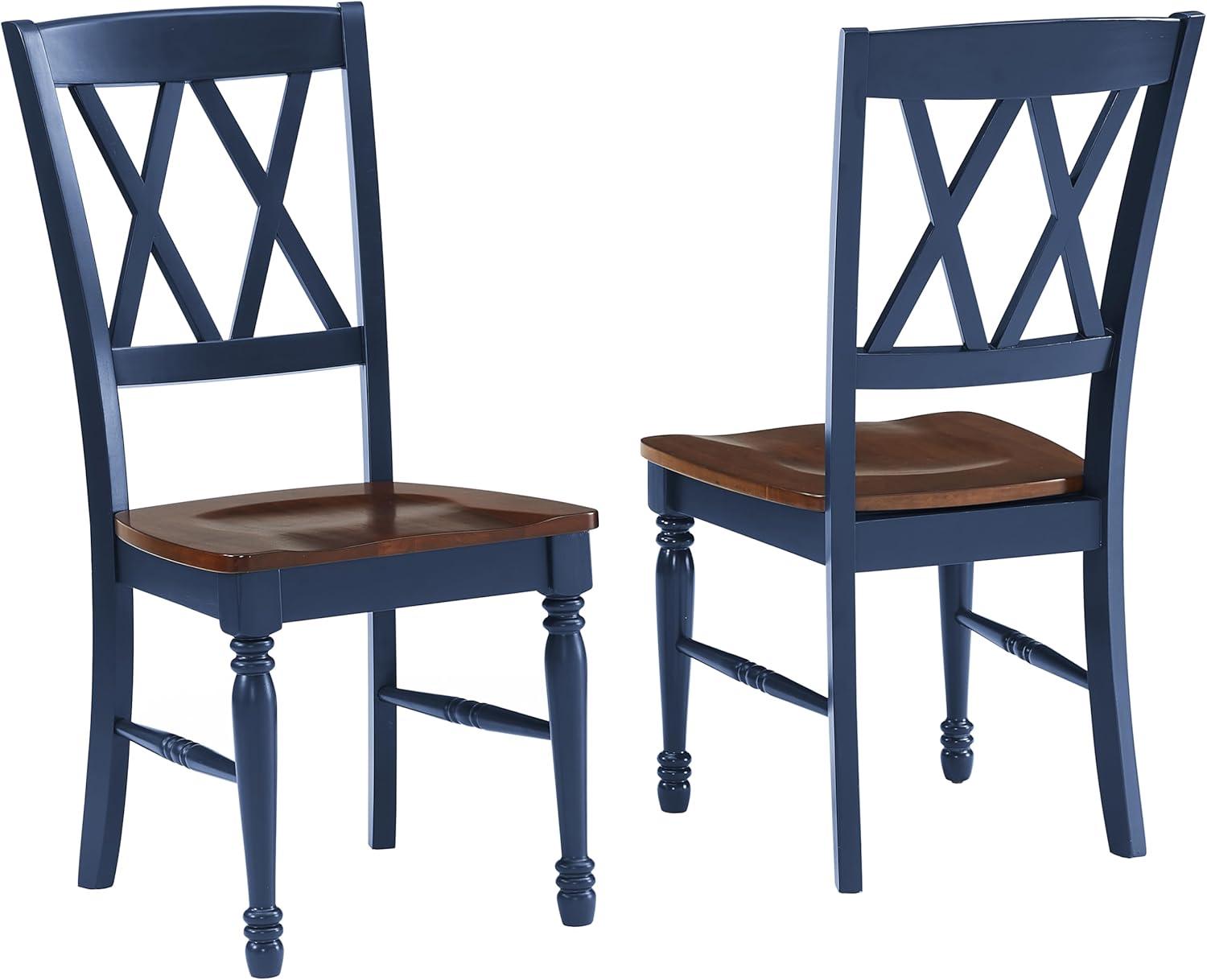 Crosley Shelby 2pc Dining Chair Set Navy: Rubberwood Frame, Armless Design, Traditional Farmhouse Style