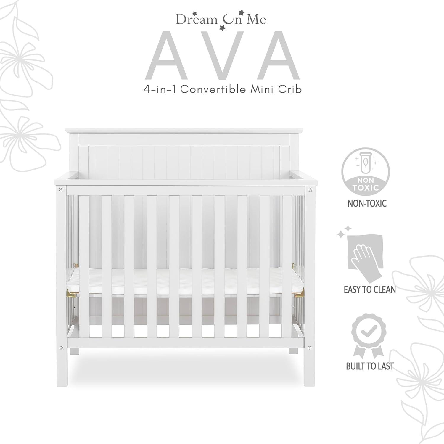 Dream On Me Ava 4-in-1 Convertible Mini Crib