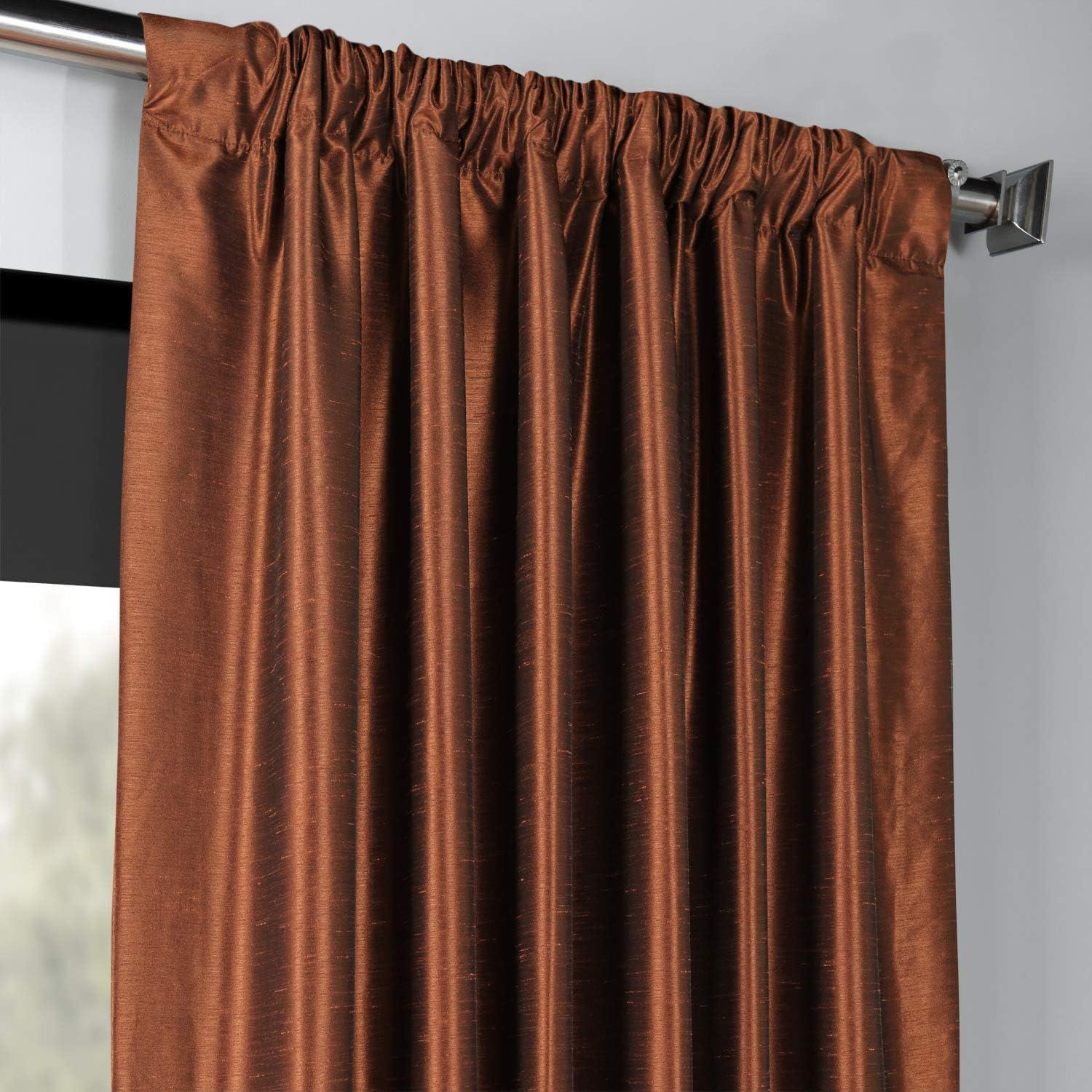 Half Price Drapes Copper Kettle Faux Dupioni Silk Blackout Curtains for Bedrooms (1 Panel),50WX 96L