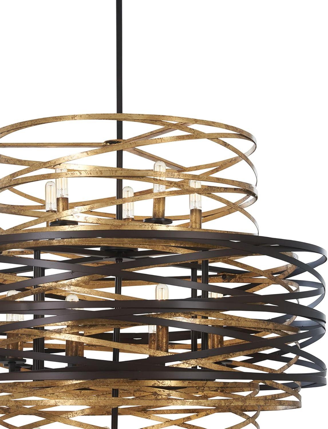 Minka Lavery Dark Bronze Mosaic Gold Chandelier 30" Wide Modern 18-Light Fixture for Dining Room House Foyer Kitchen Entryway Home
