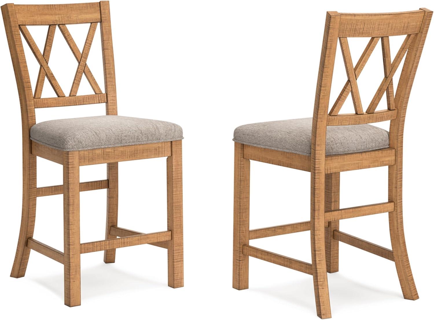 Signature Design by Ashley Havonplane Counter Height Barstool, Set of 2, Brown