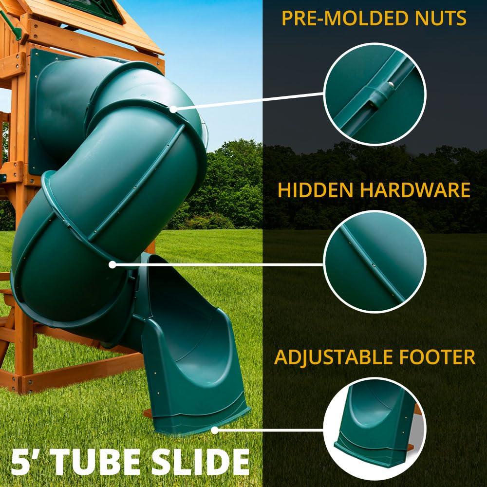 Swing-N-Slide Plastic Quick Connect 5' Turbo Tube for 5 Foot Deck Height Swing Set Play Decks, Green