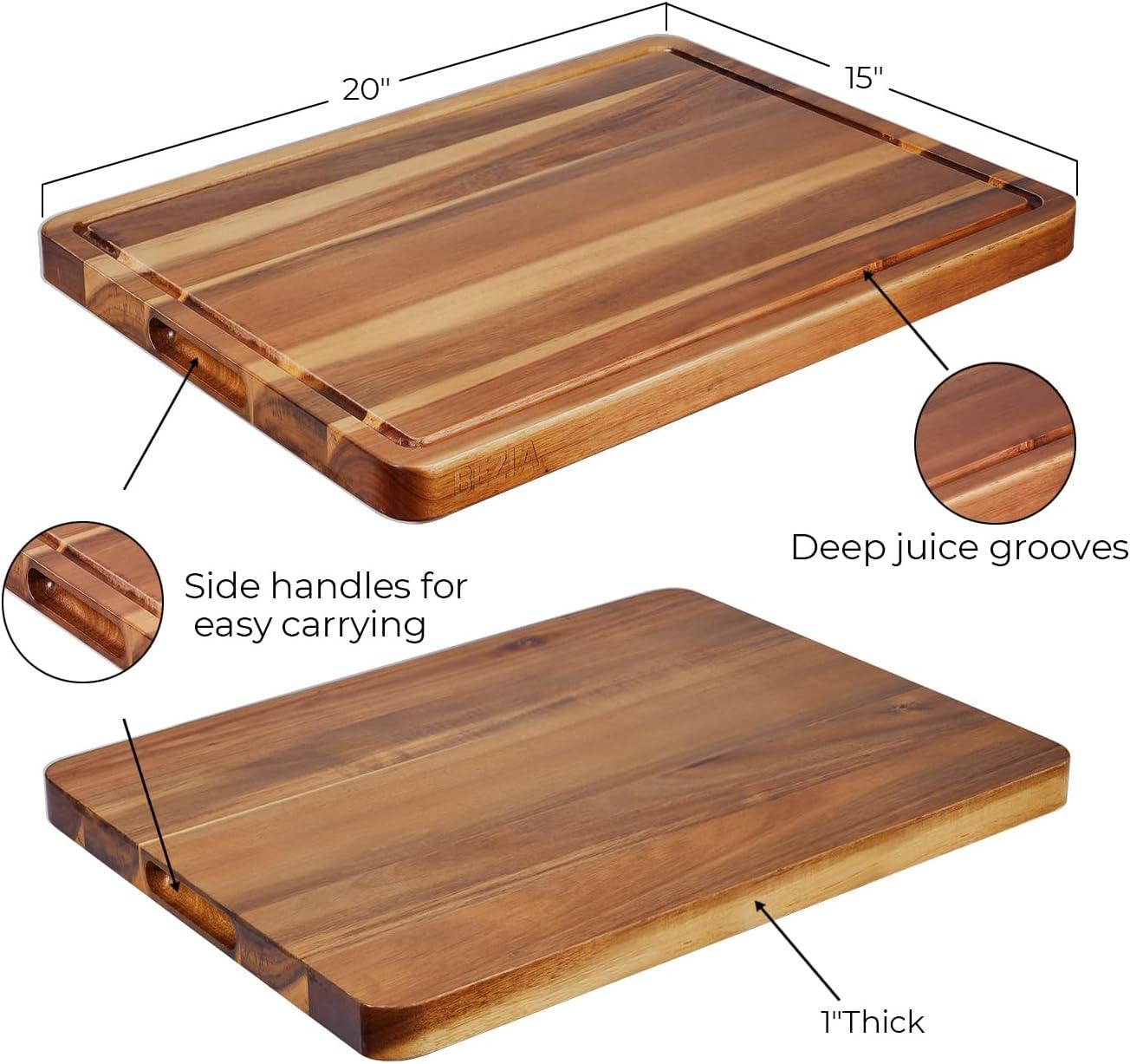 Extra Large Acacia Wood Cutting Board with Juice Groove