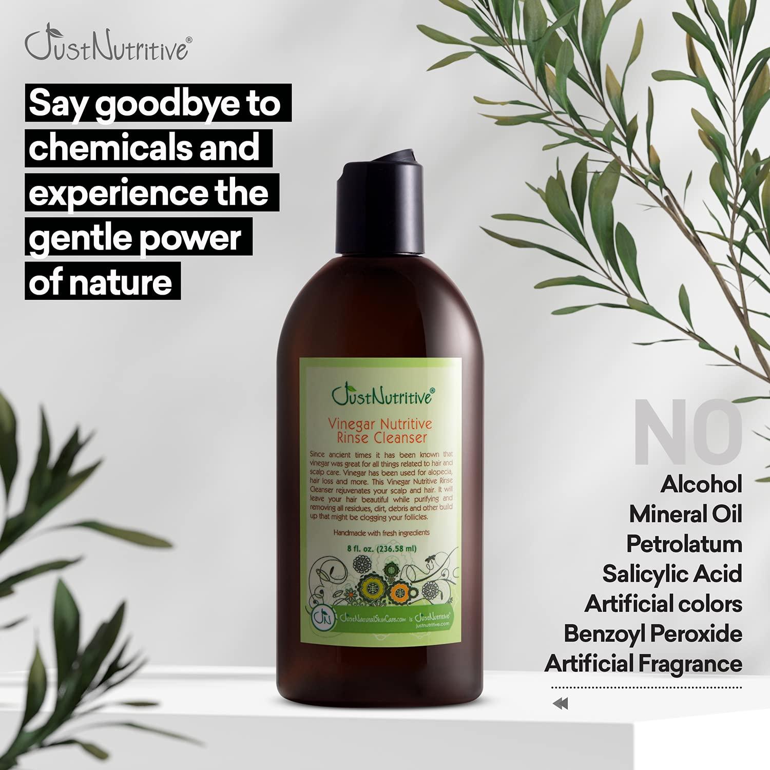 Just Nutritive Vinegar Rinse Cleanser, Scalp Cleanser, Natural Hair Care for Hair and Scalp Treatment, Prevent Hair Loss, Nourish Dull Damaged Hair, 8oz