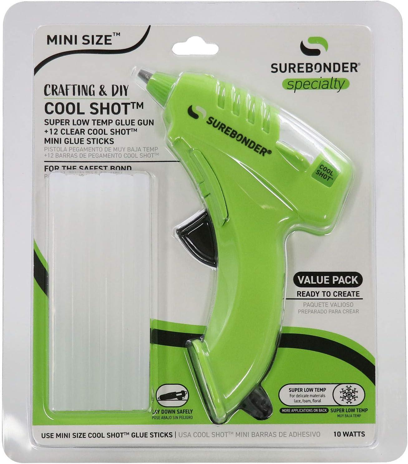 Surebonder Green Mini Low Temp Glue Gun with 12 Sticks