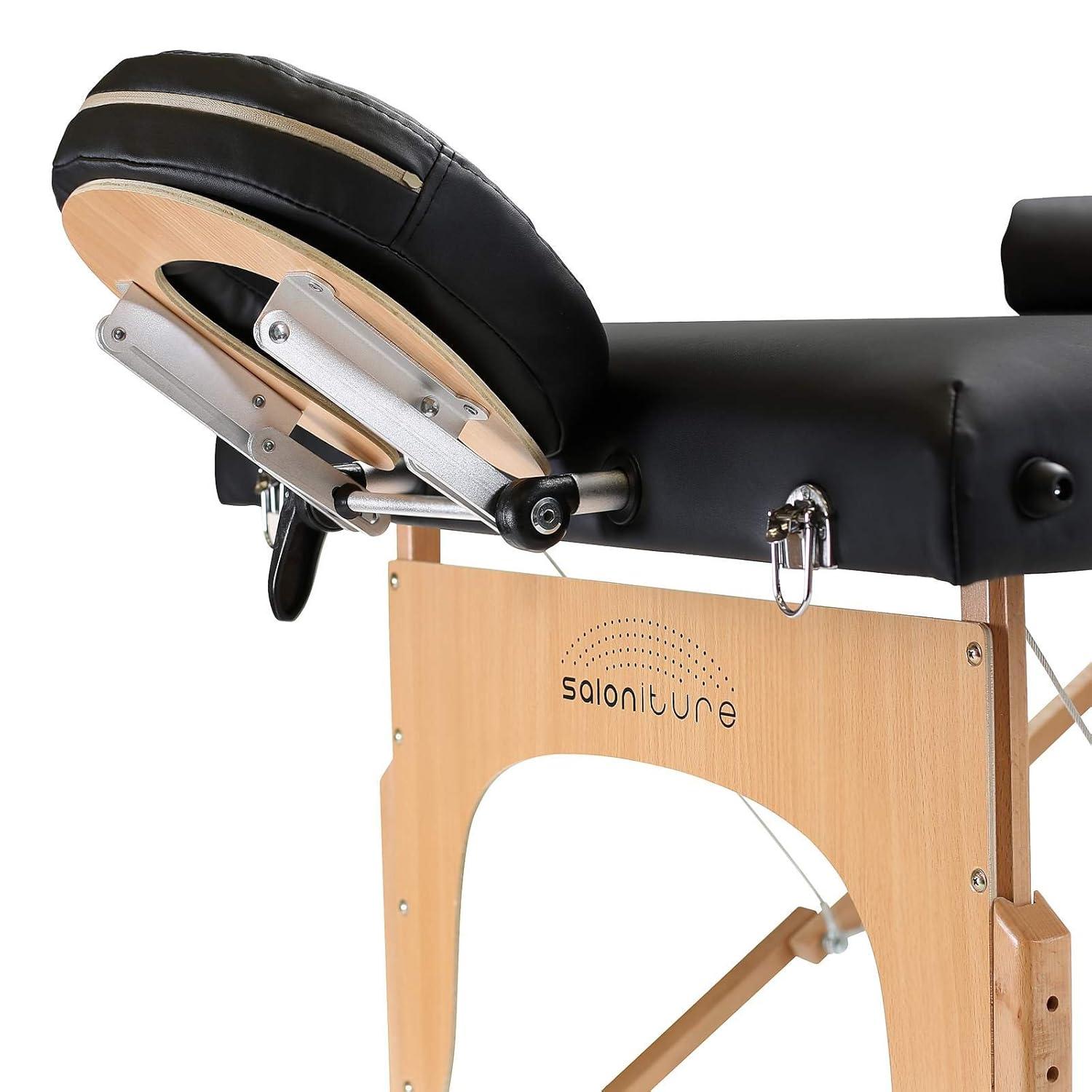 Saloniture Professional Portable Massage Table with Backrest - Black