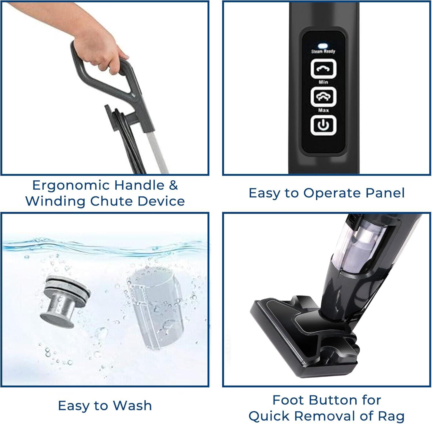 IULULU Vacuum Cleaner and Steam Mop All in One Combo, 16Kpa Powerful Suction Wet-Dry VacuumCleaner with HEPA Filtration, Upright Vac for Hardwood, Tile Floors, Home and Office, Black