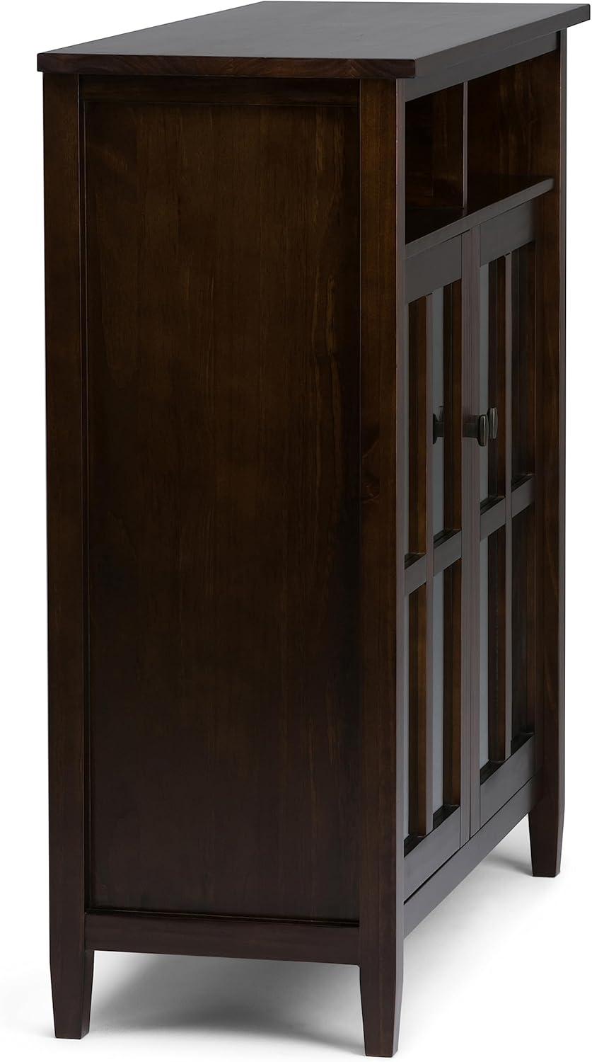 Rustic Tobacco Brown Hardwood Floor-Standing Cupboard with Tempered Glass