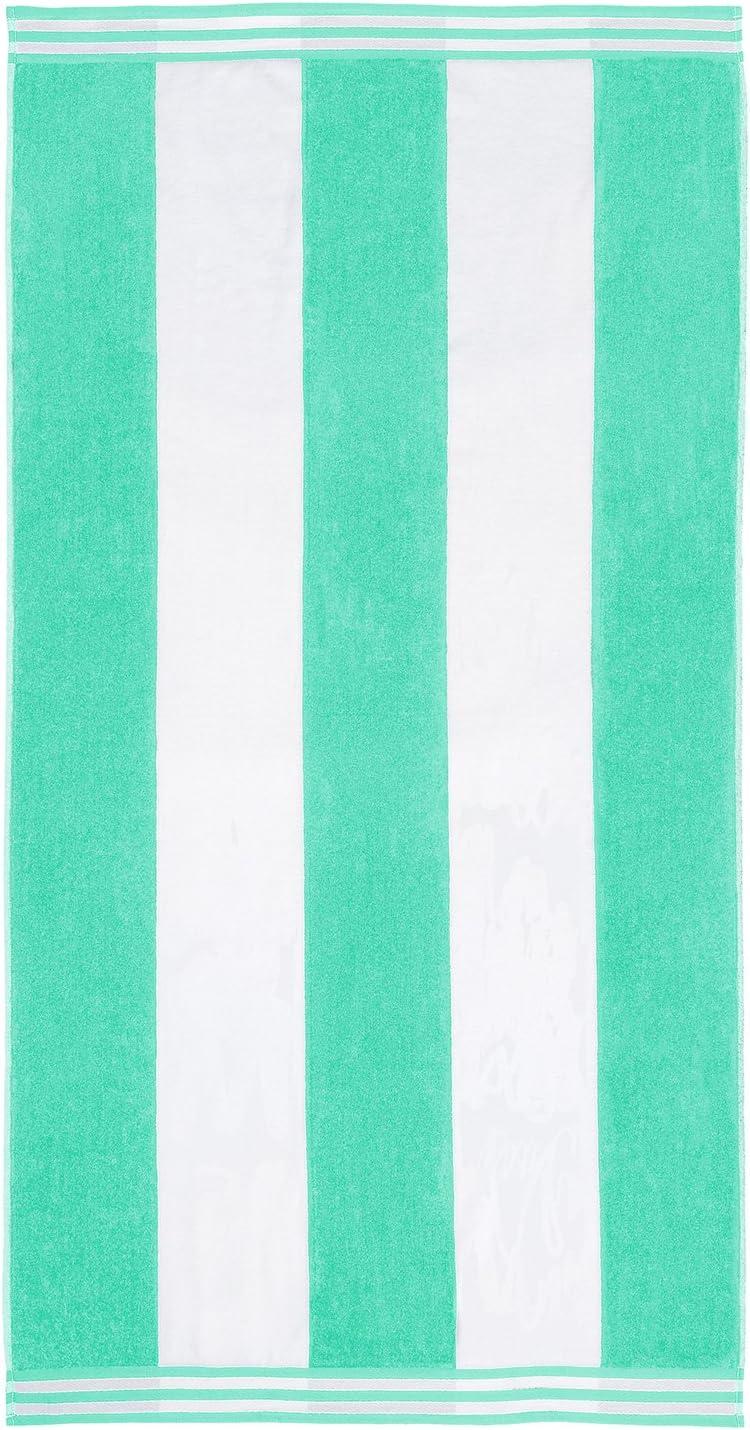 Superior Cotton Striped Oversized Beach Towel, 34" x 64", Mint