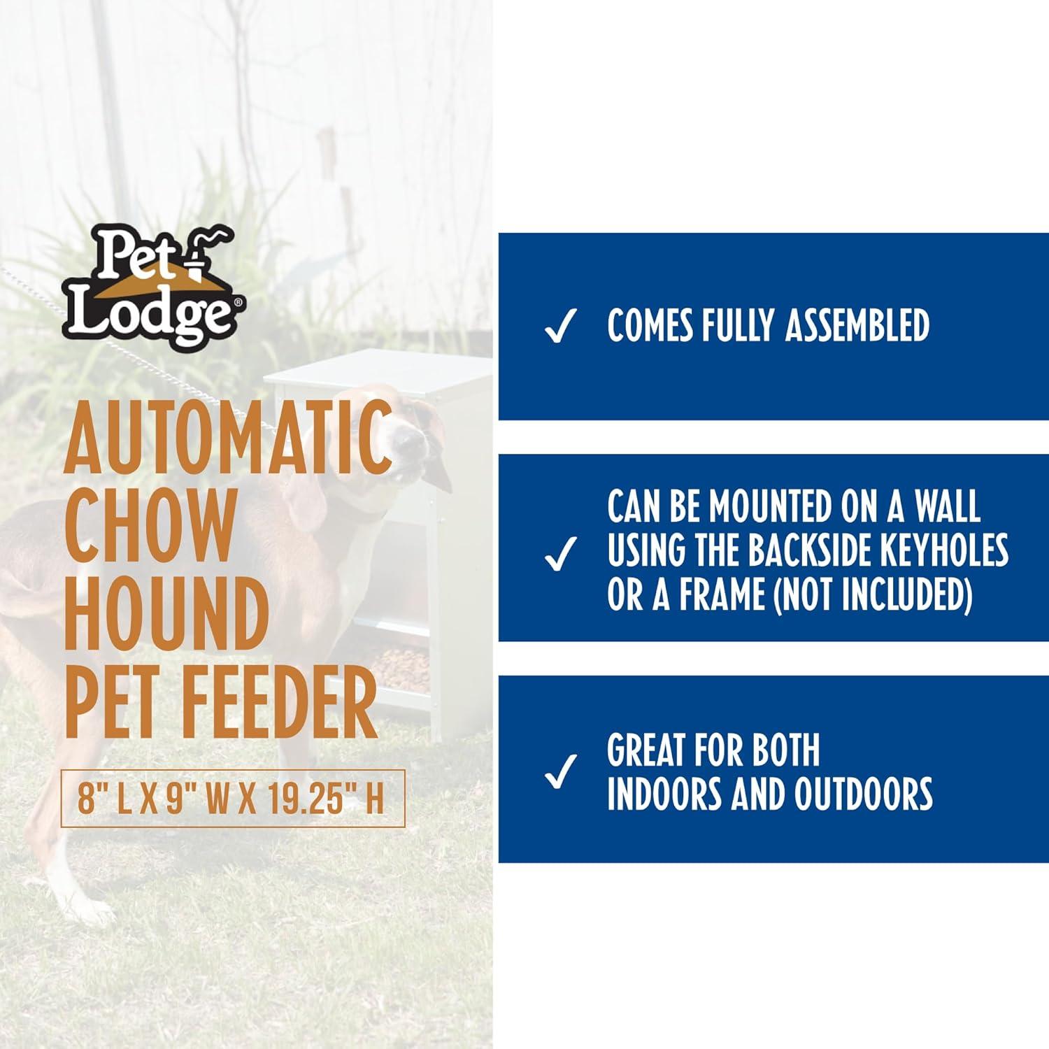 Little Giant Pet Lodge Dry Food Automatic Steel Dog Feeder Chow Hound 25 Pound Capacity