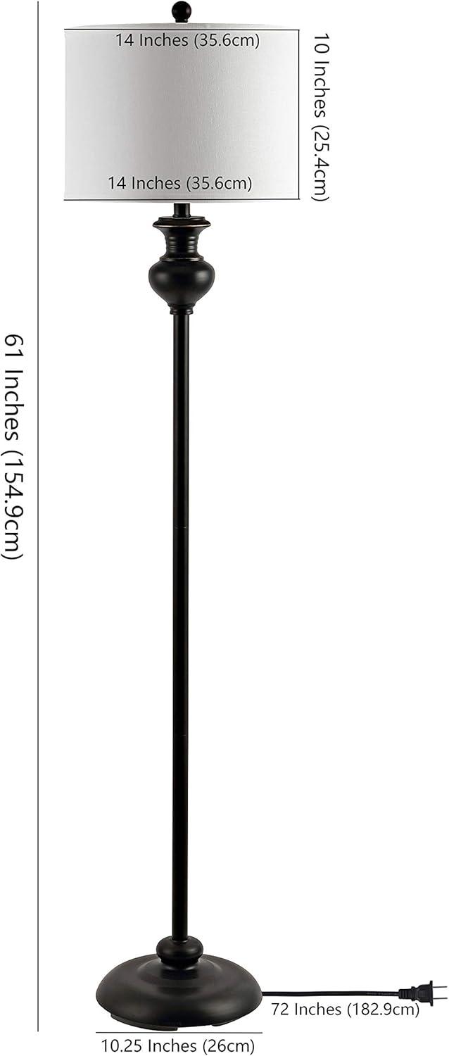 Erlan 61" Antique Black Metal Floor Lamp with White Linen Shade