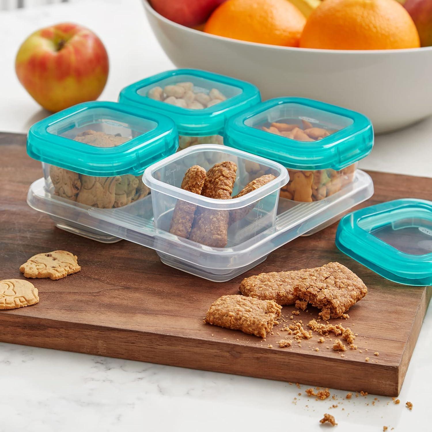 Teal 6 oz BPA-Free Plastic Baby Food Storage Set with Airtight Lids