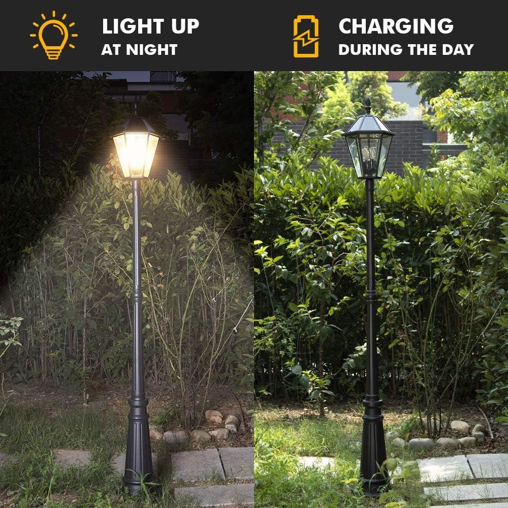 Black Cast Aluminum Traditional Solar LED Lamp Post