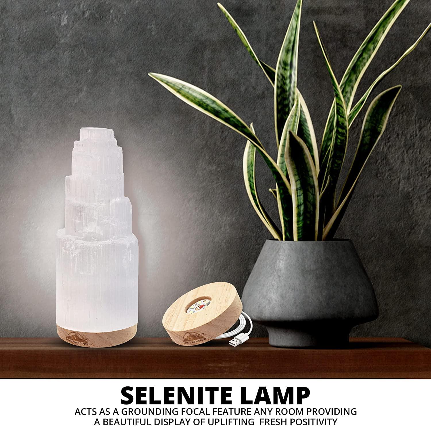 Himalayan Glow Selenite Crystal Lamp, White, Decor your Office and Room Table