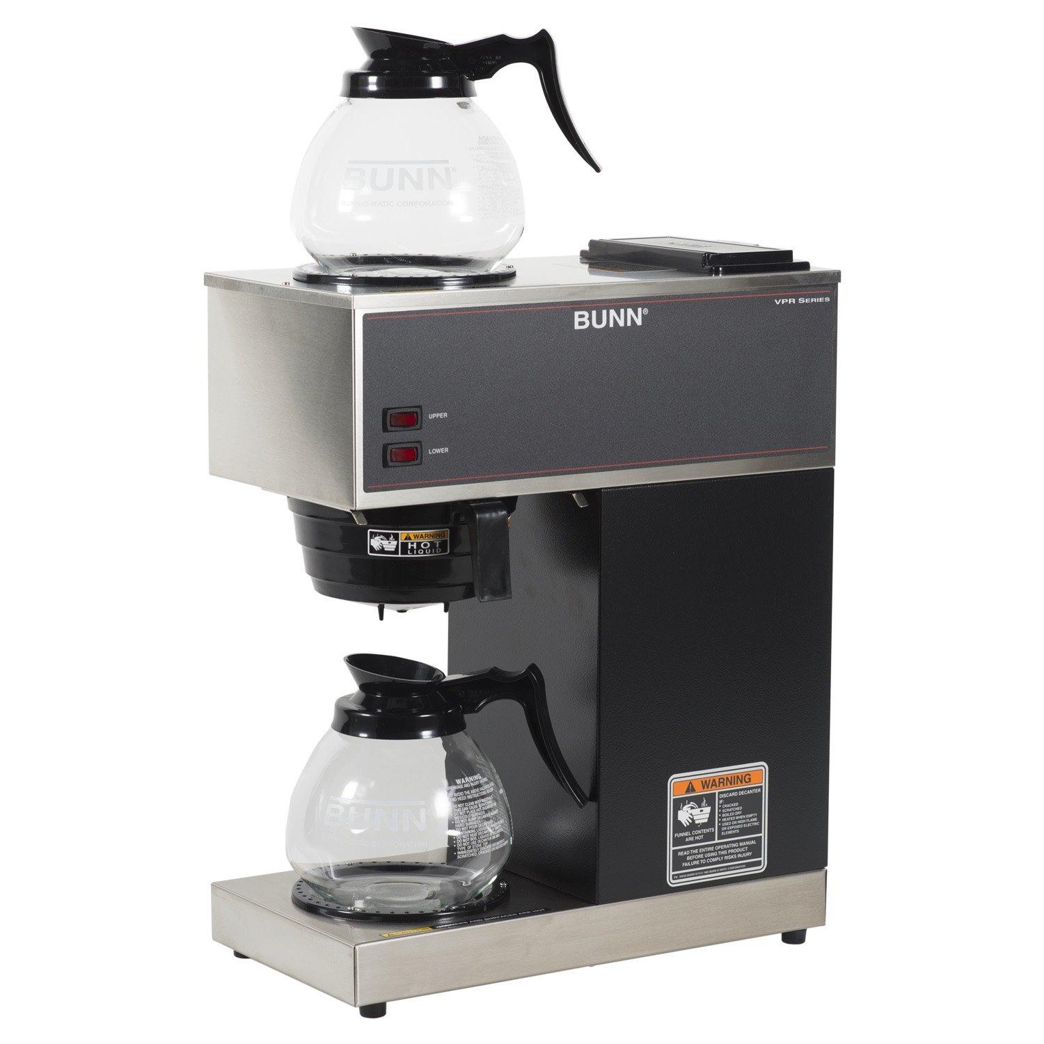 BUNN VPR 12-Cup Commercial Coffee Brewer with Two Glass Decanters, 2 Warmers