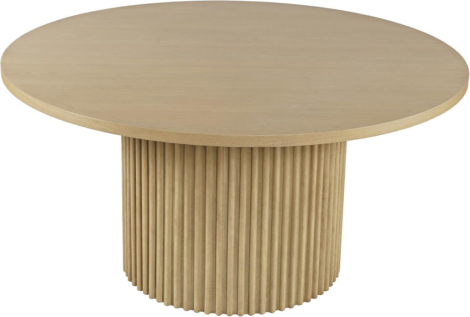 Auden Round Mid-Century Modern Fluted Pedestal Base Dining Table