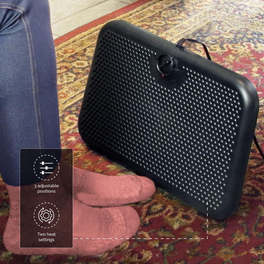 Indus Tool Toasty Toes Heated Footrest Black 90W TT: Adjustable Radiant Foot Warmer, Ceramic Element, Indoor Use