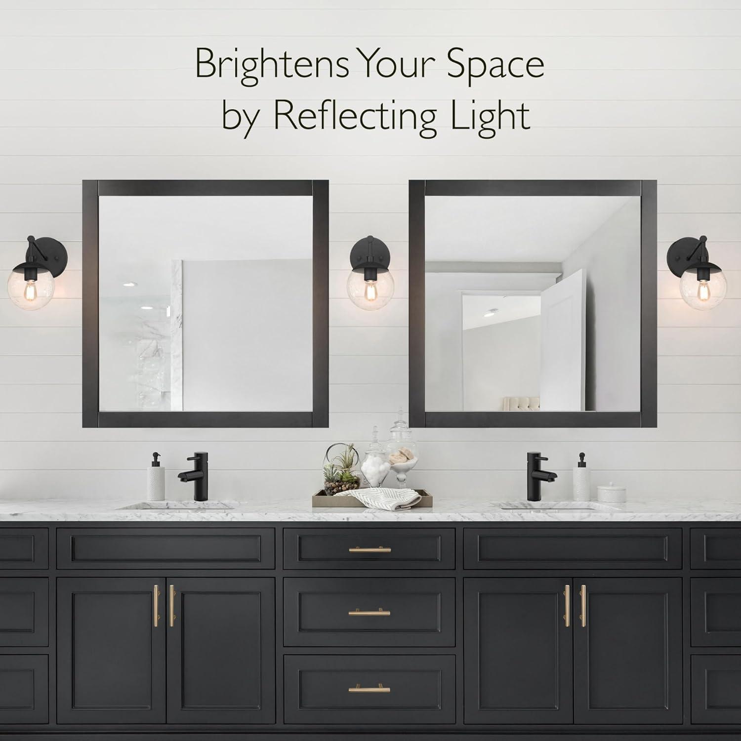 Shorewood Square Bathroom Mirror, 30" H x 30" L, Soft Matte Black, Solid Wood Framed, Decorative Vanity or Entryway Accent – Design House, 589655