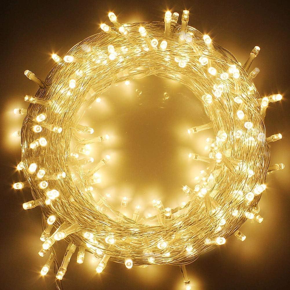 Warm White 66ft LED Christmas String Lights with 8 Modes