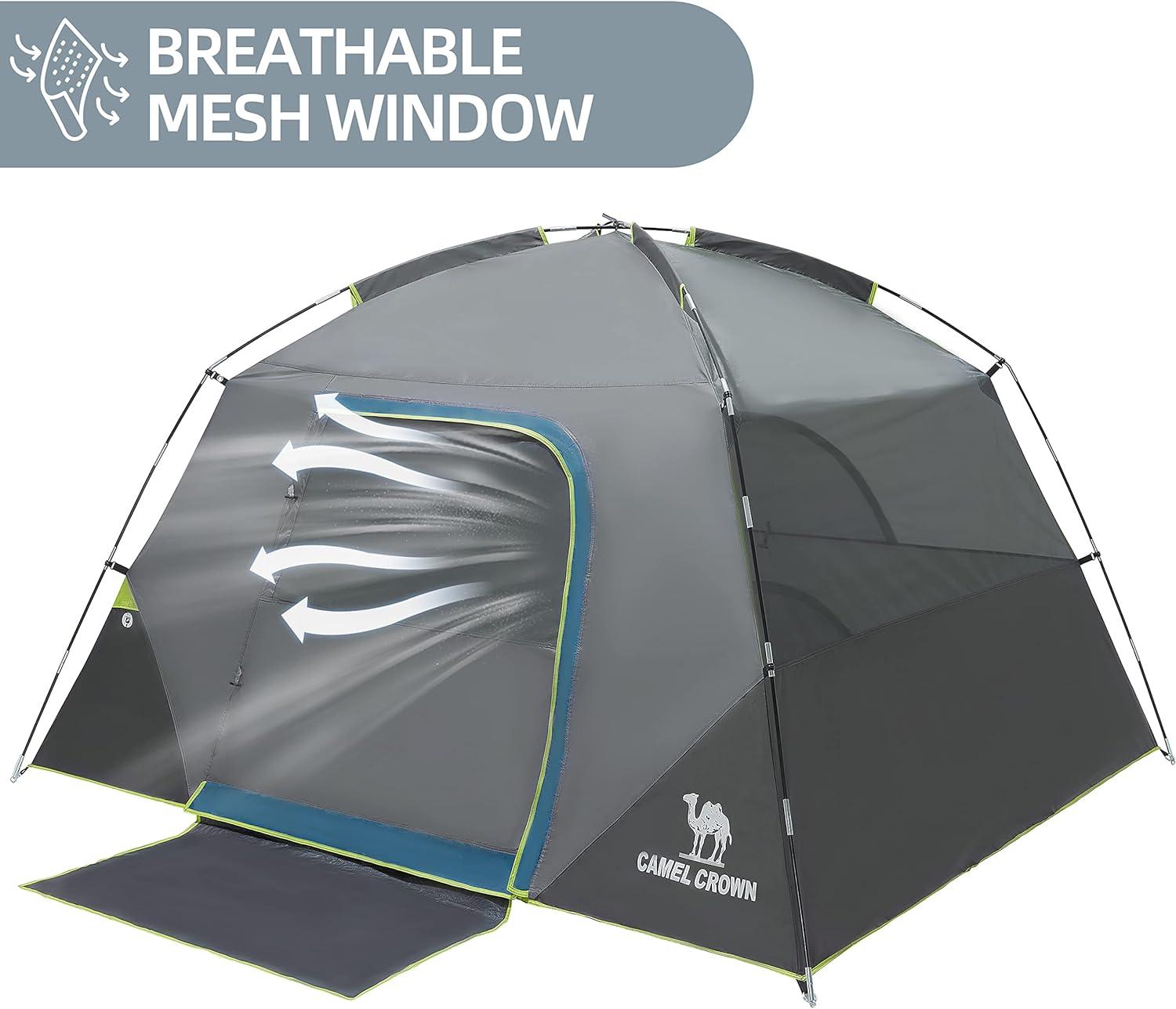 NATIONAL WINDOW Camping Tent 4/8 Person Waterproof Quick Set Up Folding Outdoor Backpacking Tent 4 Person Family Hiking