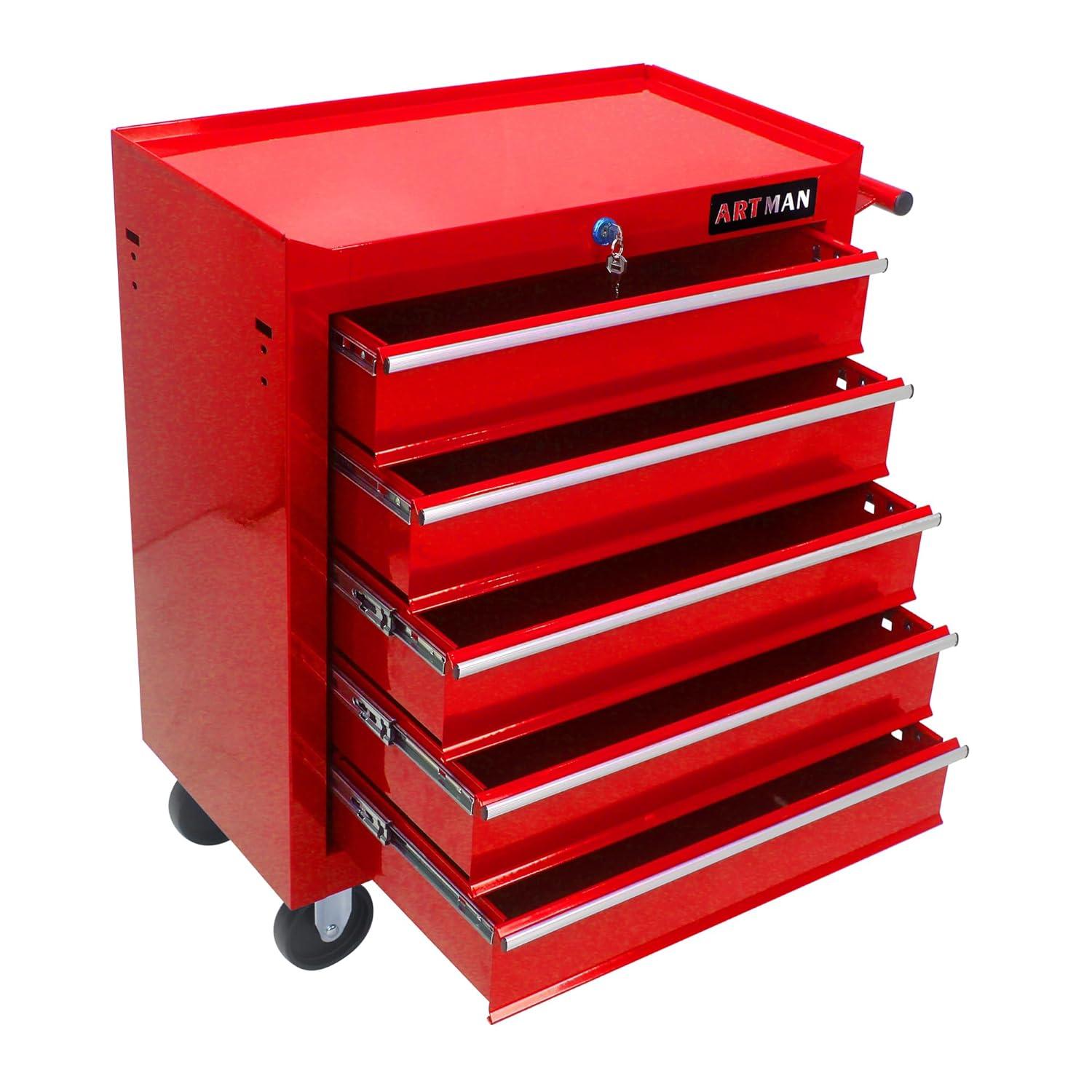 Yesurprise 12.99'' W 5 -Drawer Steel Job Site Storage with Wheels