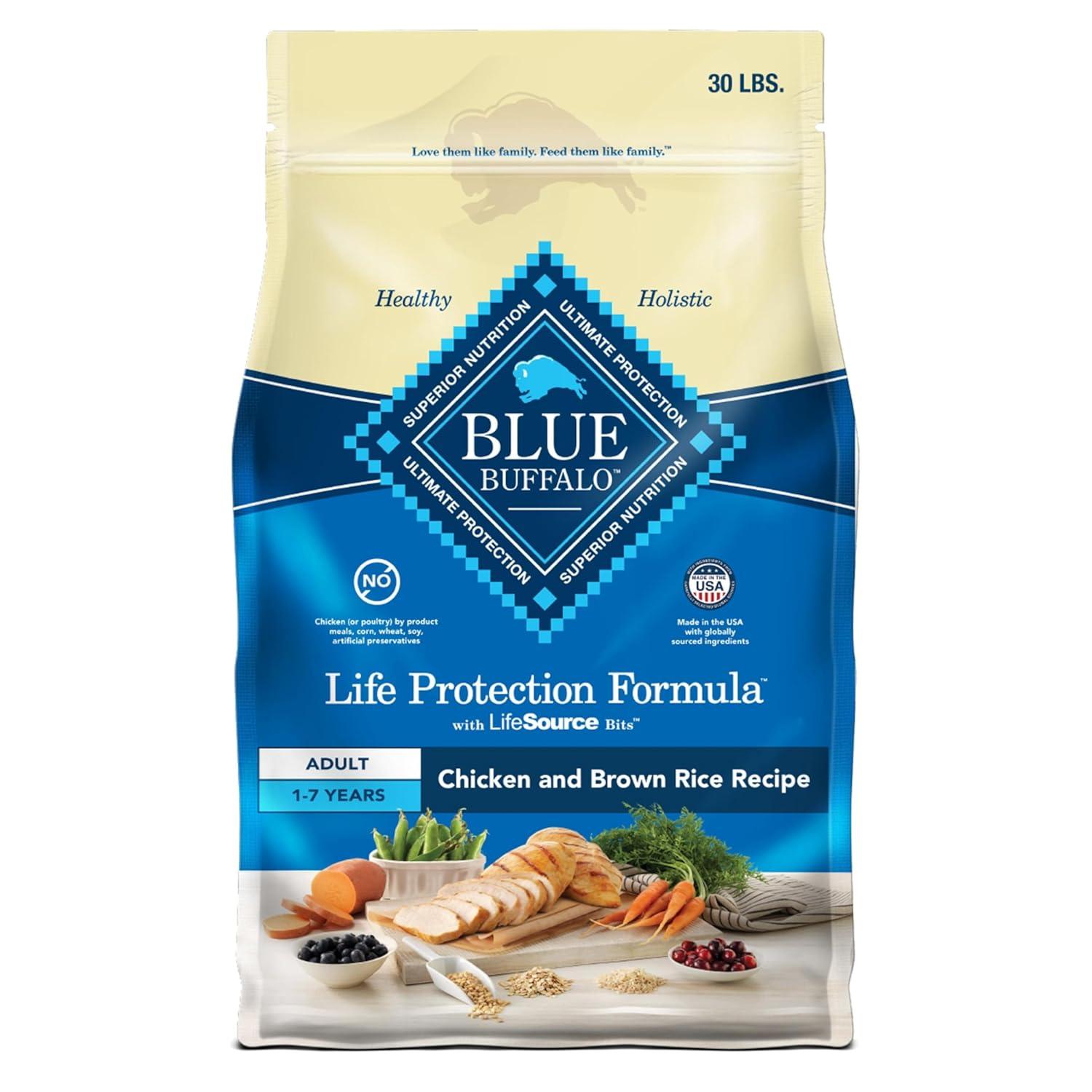 Blue Buffalo Life Protection Formula Natural Adult Dry Dog Food with Chicken and Brown Rice - 30lbs