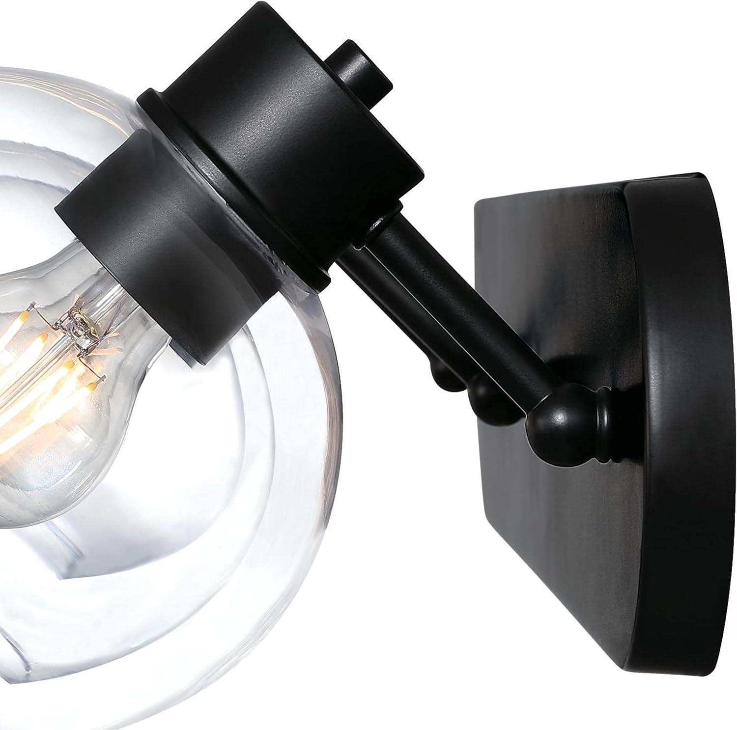 Hyson Three Light Wall Fixture, Matte Black & Clear Glass