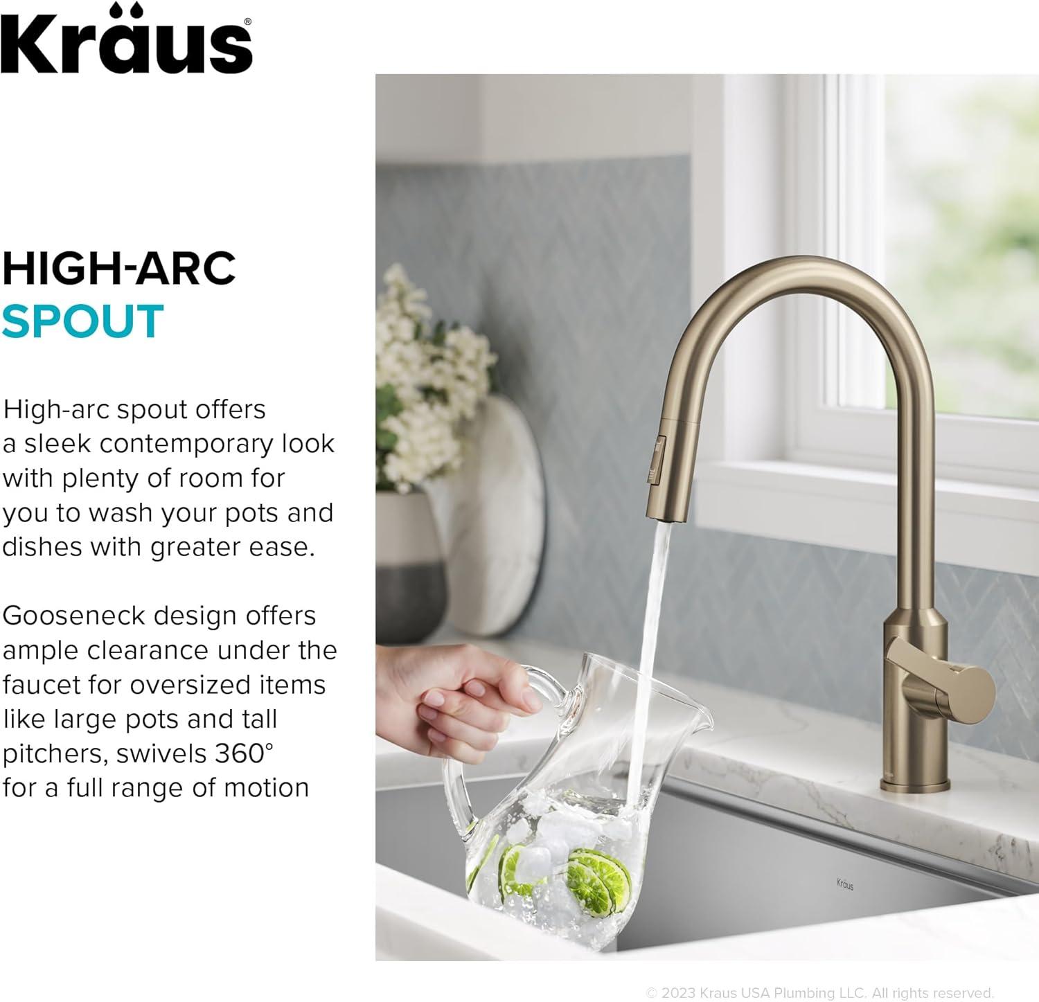 KRAUS Oletto Touchless Sensor Pull-Down Single Handle Kitchen Faucet