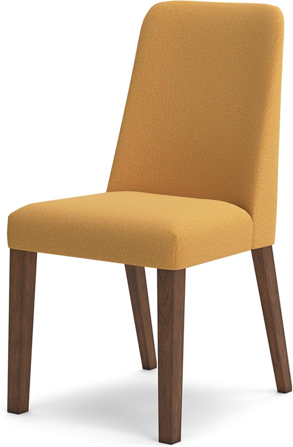 Mustard Yellow and Brown Upholstered Wood Side Chair Set