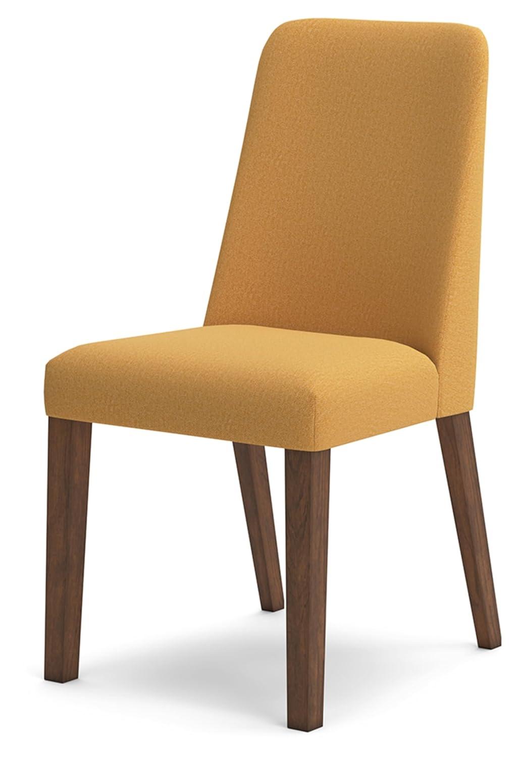 Mustard Yellow and Brown Upholstered Wood Side Chair Set
