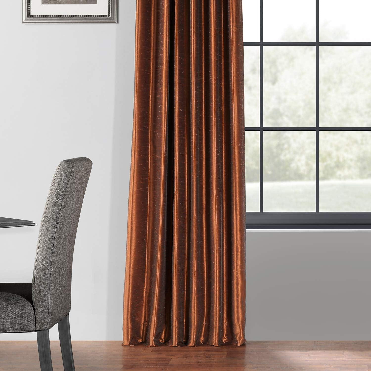 Half Price Drapes Copper Kettle Faux Dupioni Silk Blackout Curtains for Bedrooms (1 Panel),50WX 96L