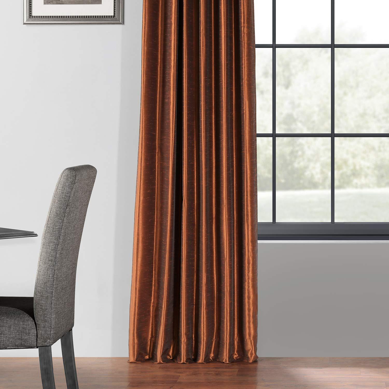 Half Price Drapes Copper Kettle Faux Dupioni Silk Blackout Curtains for Bedrooms (1 Panel),50WX 96L