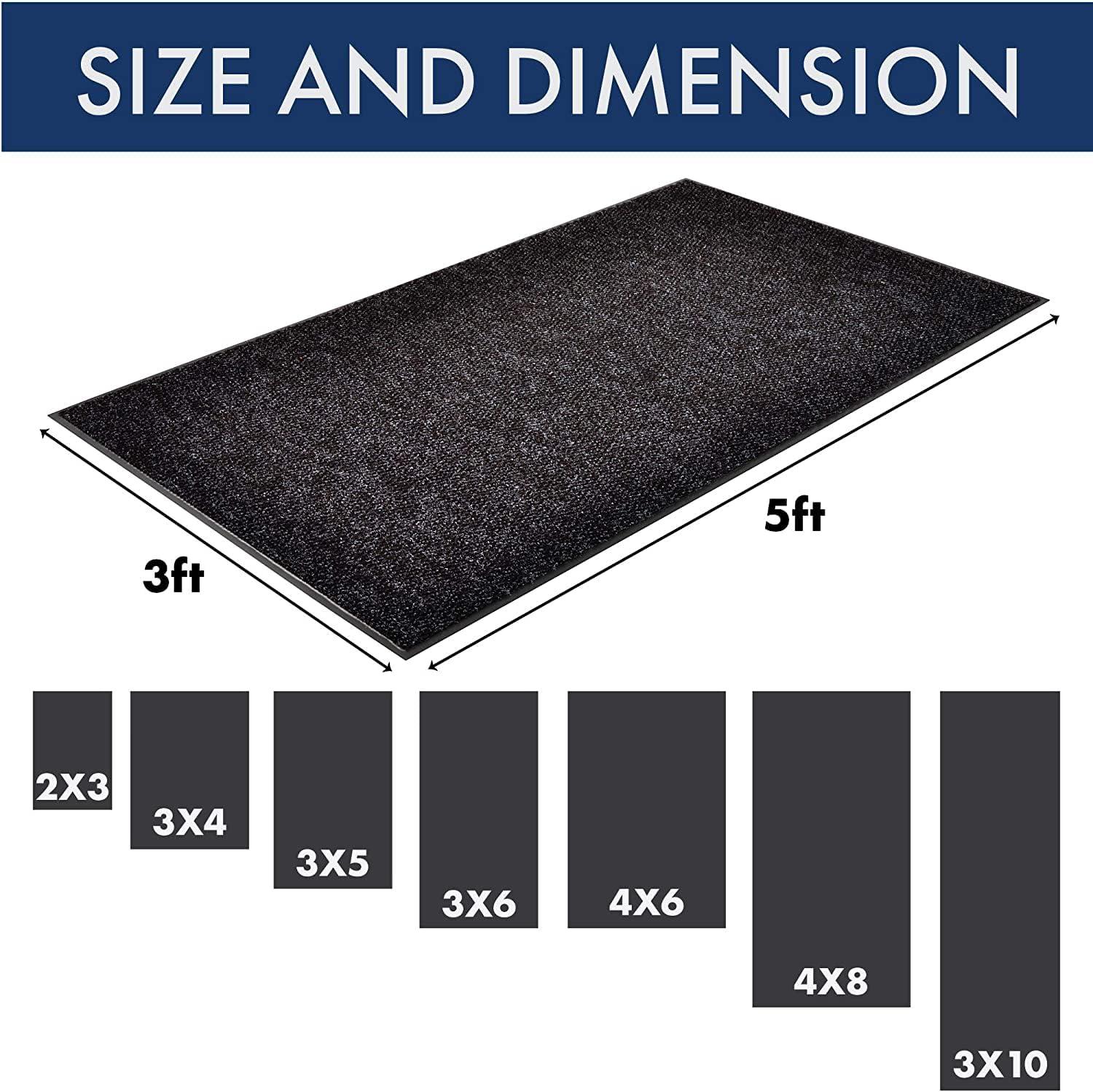 Charcoal Polypropylene and Vinyl 3' x 4' Entrance Mat